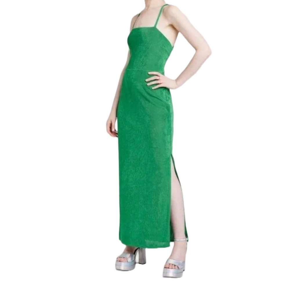 NWT Women Dress | Wide Fable Lace up Back Maxi Dress L & XL Green